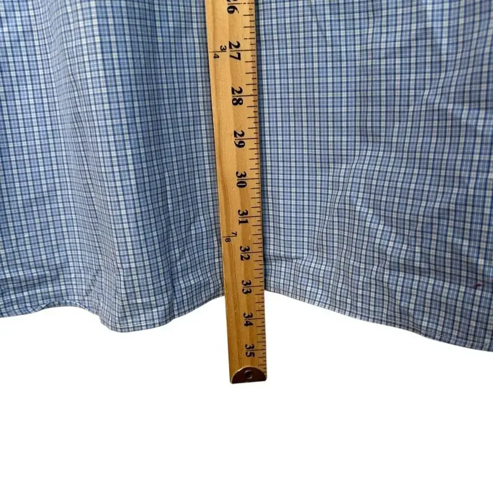Thomas Pink Blue Check Shirt 17 Cotton Tailored Fit Button Front Businesscore